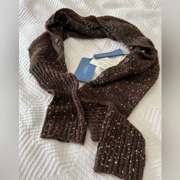 Vera Wang scarf shrug NEW with tags NWT brown sequins Simply Vera L large - Picture 6 of 13